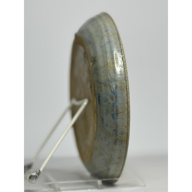 Vintage Studio Pottery Drip Glaze Plate Signed Hand Thrown Cobalt Blue For Sale - Image 4 of 7