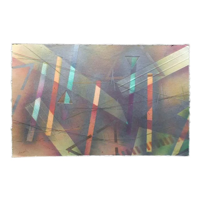 1980s Catherine Ruane "Debut" Original Acrylic Mixed-Media Print on Japon Paper For Sale