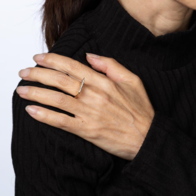 70s Diamond Square Ring Sz 5 Stacking Band Vintage 14k Yellow Gold Fine Jewelry For Sale In Los Angeles - Image 6 of 6