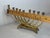 Mid-Century Modern Vintage Wainberg Israel Brass Hanukkah Menorah Mid Century Modern 9 Arm For Sale - Image 3 of 9