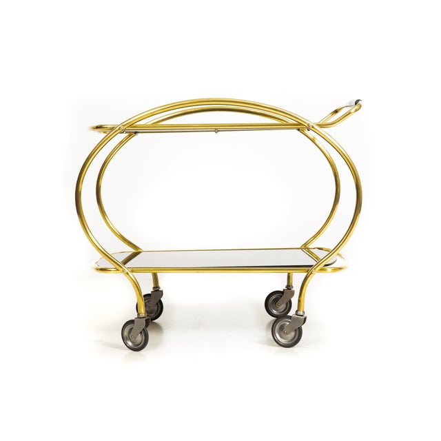 Hollywood Regency Hollywood Regency Brass Serving Trolley Cocktail Table For Sale - Image 3 of 17