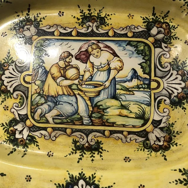 1990s Italian Hand Painted Ceramic Wall Plate For Sale - Image 4 of 12