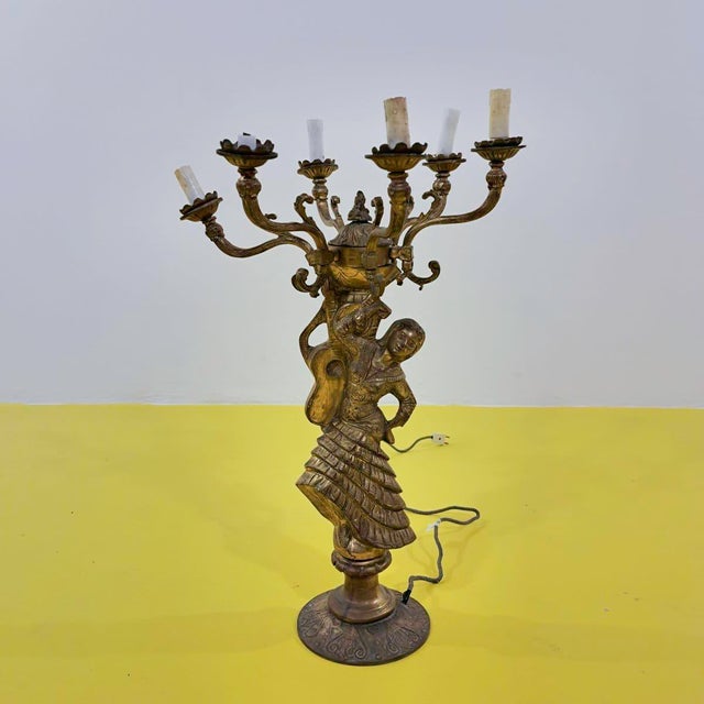 Golden Candleholder with Figure For Sale - Image 13 of 13
