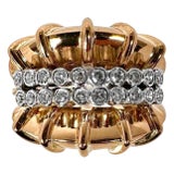 Extremely High Style 14k Rose Gold, Retro Period Platinum and Diamond Ring For Sale