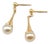 18 Karat Gold Earrings with Faux Pearls, Set of 2 For Sale