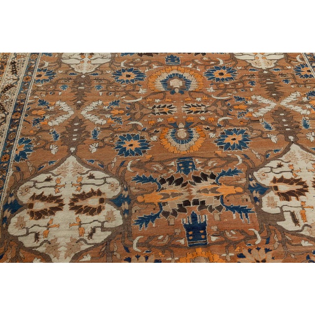 Antique Persian Tabriz Handmade Wool Carpet For Sale - Image 4 of 8
