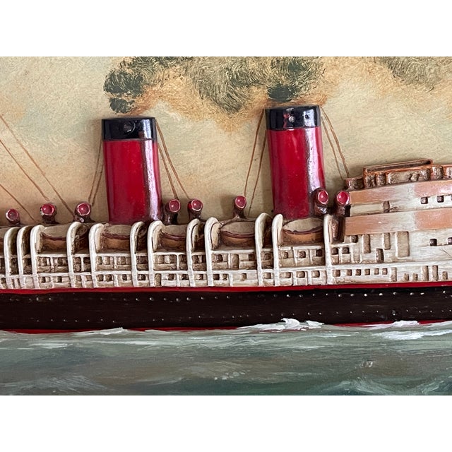 Antique American Shipping Basrelief Marine Painting For Sale - Image 4 of 7
