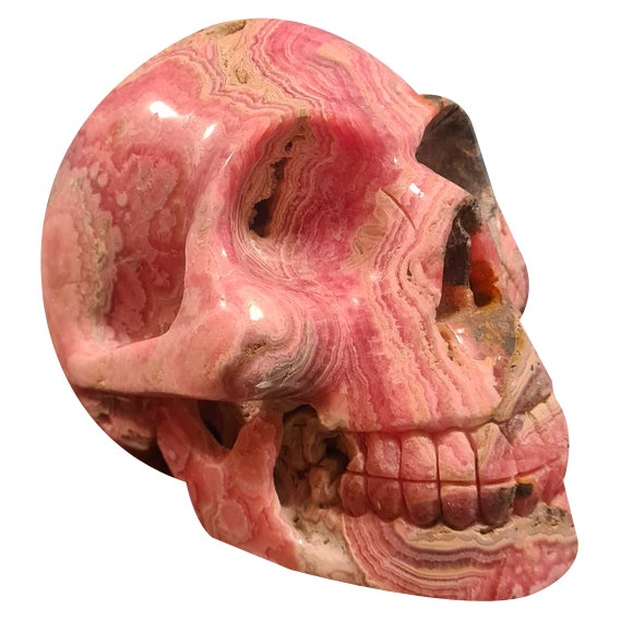 Skull in Rhodochrosite Mineral For Sale