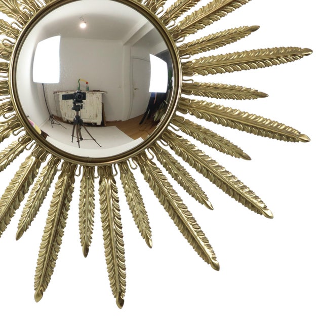 Metal Mid-Century Modern Copper-Plated Metal Sunburst Mirror from Deknudt, 1960s For Sale - Image 7 of 13