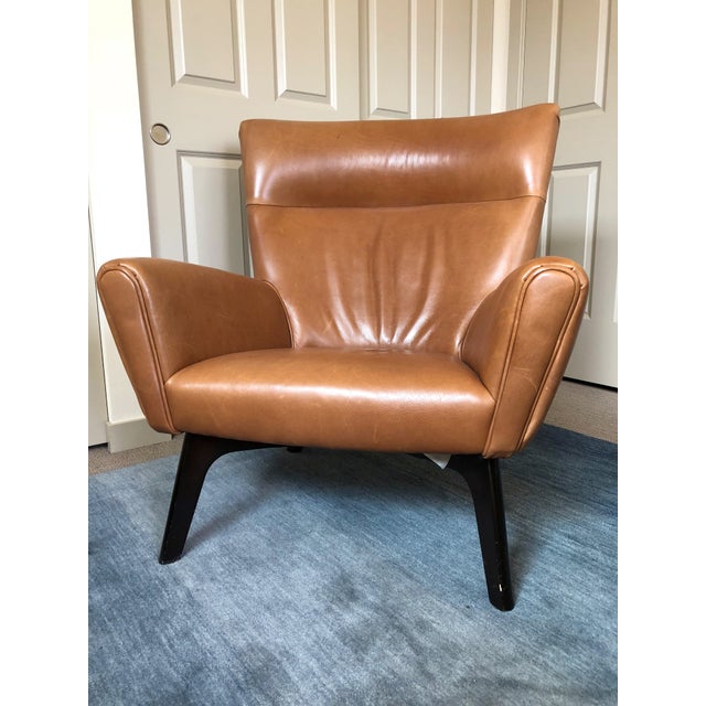 Mid-Century Cognac Leather Arm Chair & Ottoman | Chairish Additional pictures (click to enlarge).