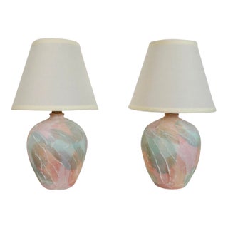 1980’s Hollywood Regency Pastel Table Lamps - A Pair For Sale