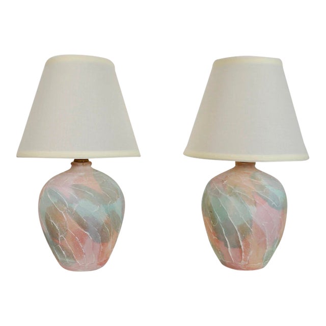 1980’s Hollywood Regency Pastel Table Lamps - A Pair For Sale