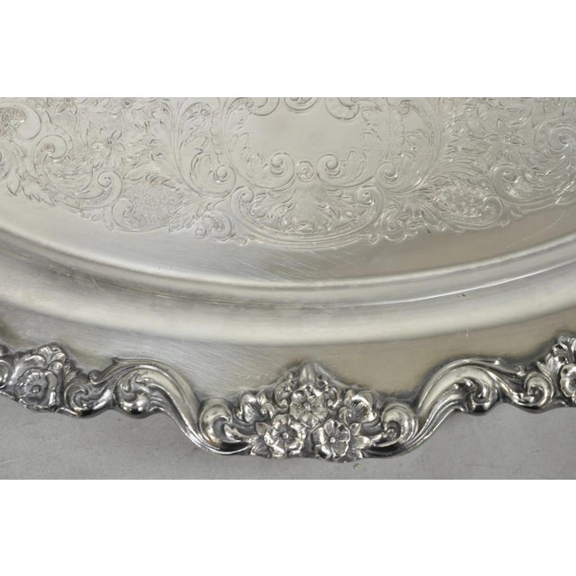 Vintage Poole 400 Lancaster Rose Silver Plated Bar Serving Platter Tray on Feet For Sale - Image 12 of 14
