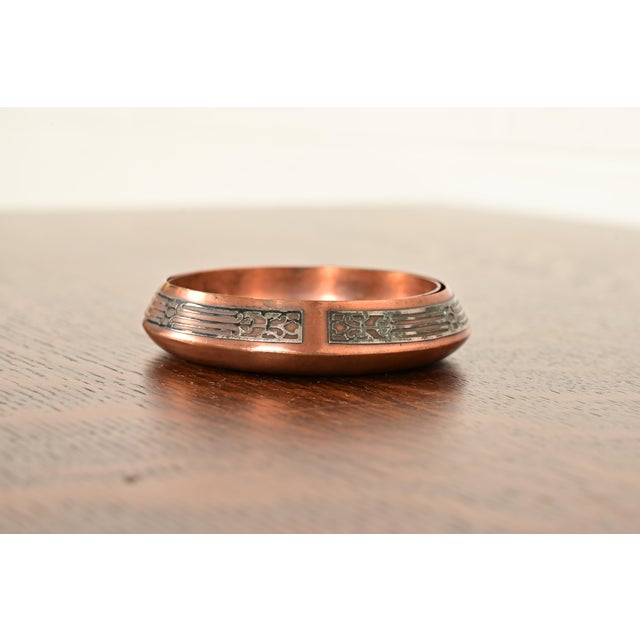 Art Deco Heintz Arts & Crafts Sterling Silver on Bronze Ashtray or Catchall For Sale - Image 3 of 10