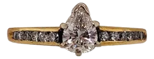 14 Karat Yellow Gold With White Gold Prongs Diamond Engagement Ring, Size 5.5