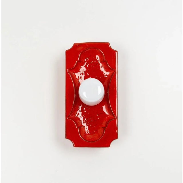 Ceramic Red Sputnik Wall Lights, Germany, 1970s, Set of 2 For Sale - Image 3 of 8