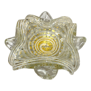 Vintage Blown Murano Venetian Art Glass Cigarette Cigar Gold Ashtray Italian