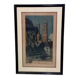 Luigi Kasimir Early Aquatint Etching “Die Frayenturme”