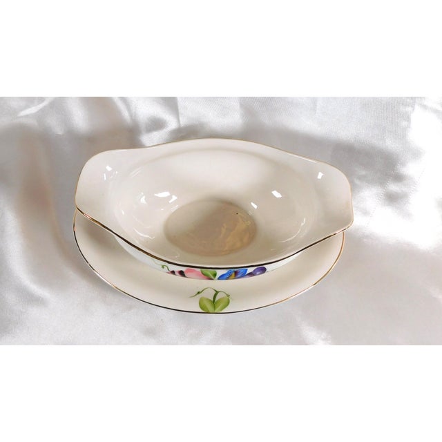 Contemporary 1960s The Ironstone China Matsumura Hand Painted Gravy Boat and Underplate For Sale - Image 3 of 5