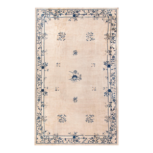 Exceptional Ivory Color With Unique Florid Design Antique Chinese Peking Rug