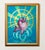 This artwork features a whimsical narwhal emerging from vibrant waves, set against a striking turquoise background. The...