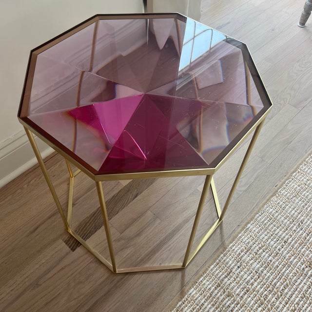McCollin Bryan Tallis Table in Rose Quartz and Brass For Sale - Image 9 of 9
