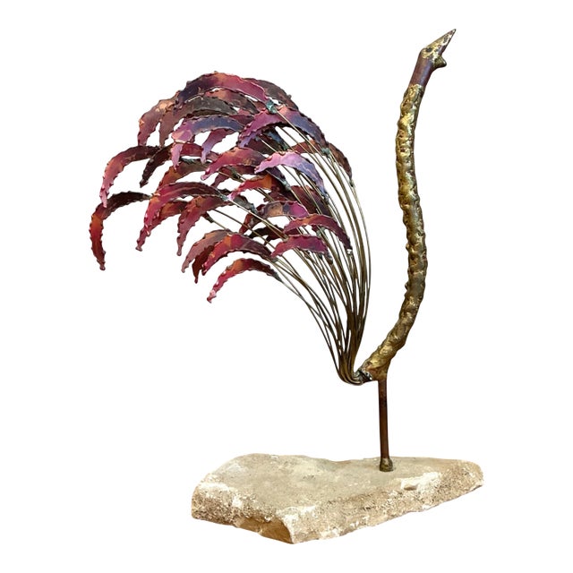 Mid-Century Modern Abstract Metal Rooster Sculpture For Sale