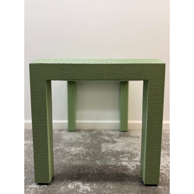 Late 20th Century Faux Shagreen Green Side Table With Glass Inset Top For Sale In Nashville - Image 6 of 11