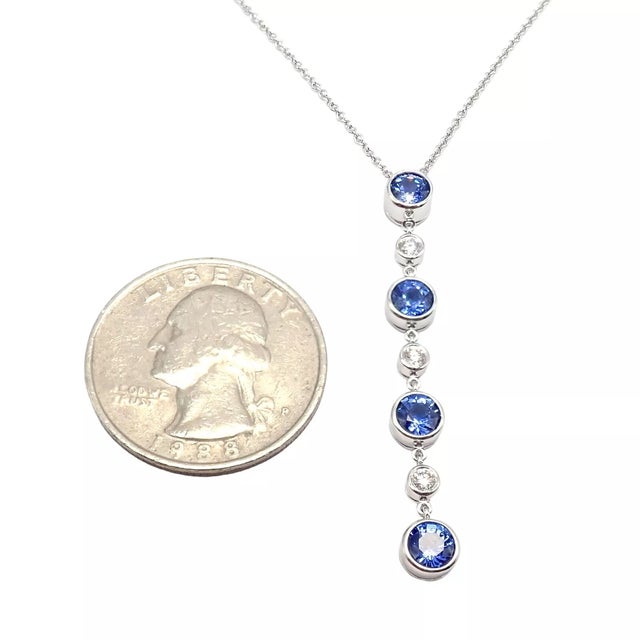 Tiffany & Co. Platinum Jazz Diamond Tanzanite Pendant Necklace For Sale - Image 10 of 11