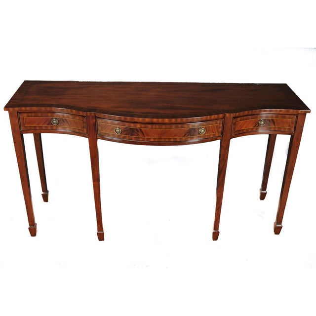 Brown Three Drawer Mahogany Console Table For Sale - Image 8 of 8