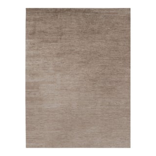 Rug & Kilim’s Oversized Modern Textural Rug in Brown, White and Beige Striae - 12x16 For Sale