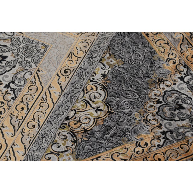 Beige Rug & Kilim’s Modern Rug in Silver, Gold, and White With Medallion “Nika” For Sale - Image 8 of 8