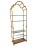 A mid century Italian Neoclassical heavy gilt iron etagere with five glass shelves. Product Information: Materials: Iron,...