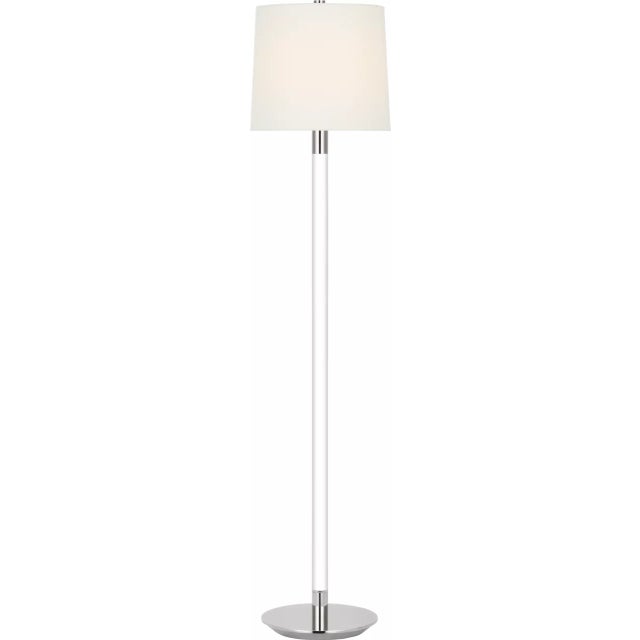 Modern AERIN by Visual Comfort Signature Riga 53" Cordless Floor Lamp in Crystal and Polished Nickel with Linen Shade For Sale - Image 3 of 3