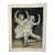 1940s Original Signed Graphite Illustration of Harlequin and Ballerina Dancers, 9.25 X 7.25 In. For Sale