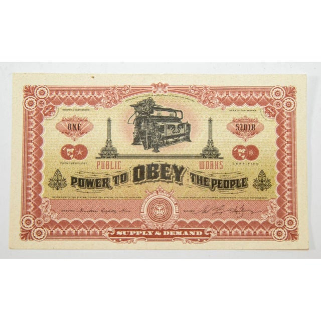 Shepard Fairey "Two Sides of Capitalism " 2007 Collectible Bank Note.Shepard Fairey, born in 1970, "Two Sides Of...