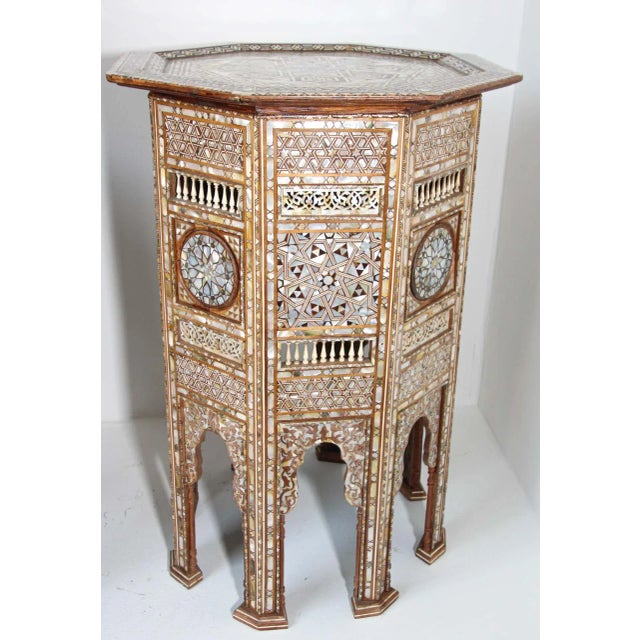Pair of Large Antique Ottoman Moorish Abalone, Mother-of-Pearl and Bone Inlaid Pedestals, Circa 1880 For Sale - Image 12 of 13