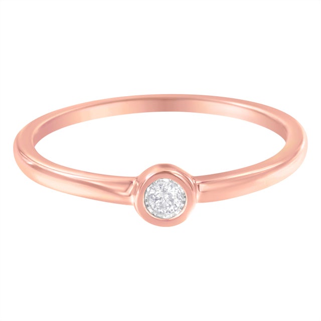 Contemporary 14K Rose Gold Plated .925 Sterling Silver Miracle Set Diamond Ring (1/20 Cttw, J-K Color, I1-I2 Clarity) - Size 8 For Sale - Image 3 of 6