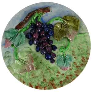 19th Majolica Grapes Wall Platter Longchamp