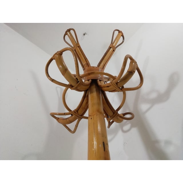 Mid-Century Modern Bamboo and Wicker Coat Stand, Italy, 1950s For Sale - Image 3 of 7