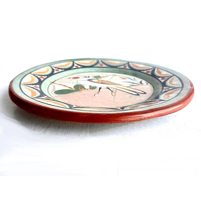Mexican 1960s Tonalá Mexico Decorative Wall Platter With Bird Motif For Sale - Image 3 of 13