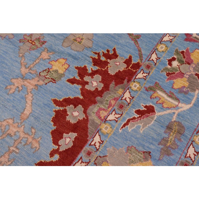 Boho Chic Oushak Breanne Blue/Rust Wool Rug - 9'0'' X 12'0'' For Sale In New York - Image 6 of 8