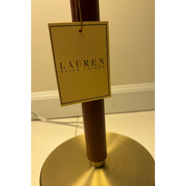 2020s Ralph Lauren Brass and Leather Candlestick Buffet Lamps - Pair For Sale - Image 5 of 7
