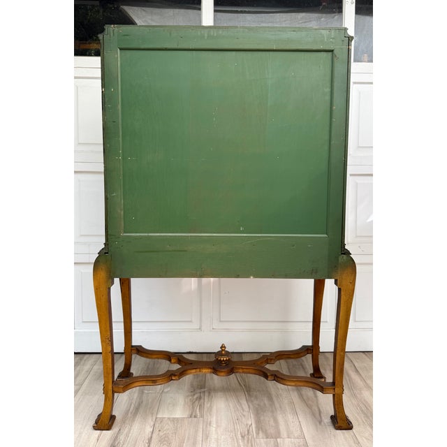 Mid-Century Chinoiserie Scenic Two-Door Cabinet With Ornate Brass Hardware For Sale - Image 17 of 18