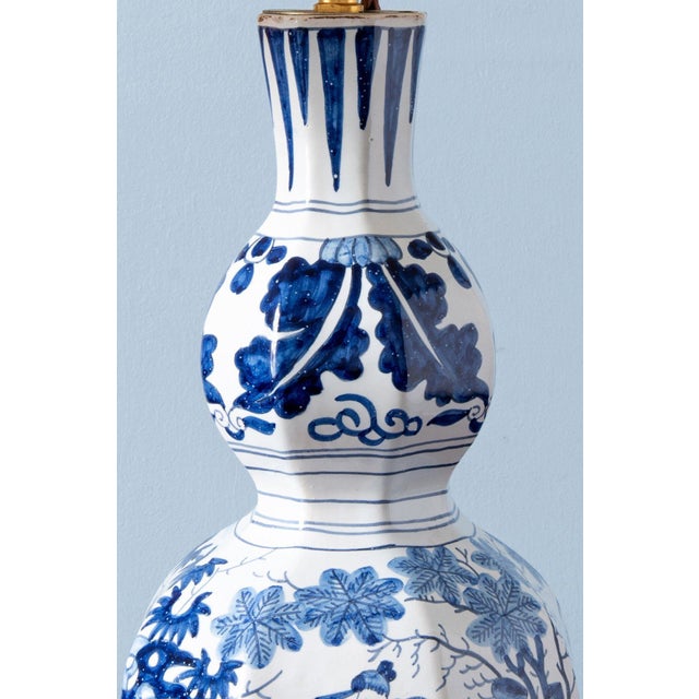 19th Century Dutch Double Gourd Chinoiserie Vase Lamp For Sale - Image 8 of 12