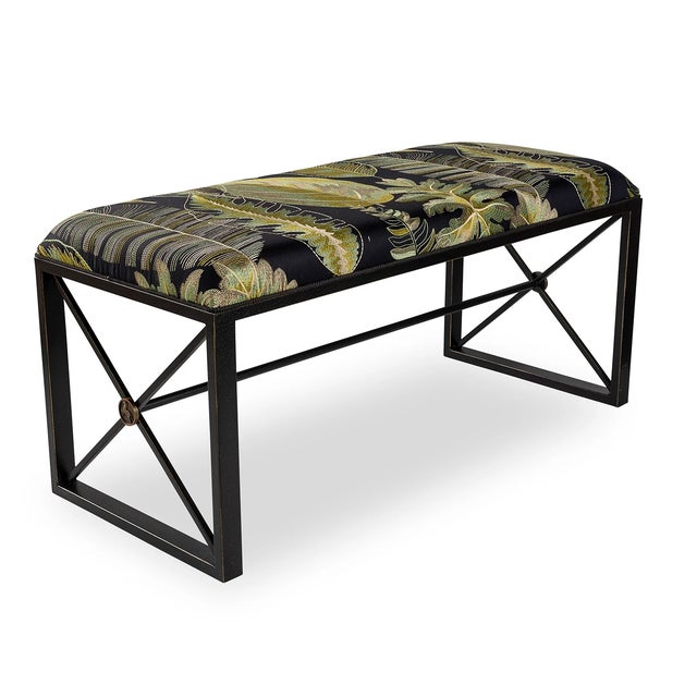 2020s Scalamandre Maison by Port 68 Medallion Black with Forest Double Bench For Sale - Image 5 of 5