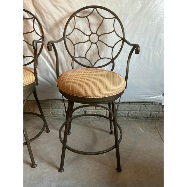 Drexel Heritage Drexel Heritage Contemporary Wrought Iron Counter Stools - Set of 4 For Sale - Image 4 of 10