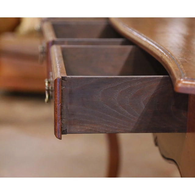 Early 20th Century French Louis XV Carved Walnut Three-Drawer Console Table For Sale - Image 9 of 10
