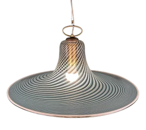 Vintage Swirl Murano Pendant Lamp, Italy, 1970s