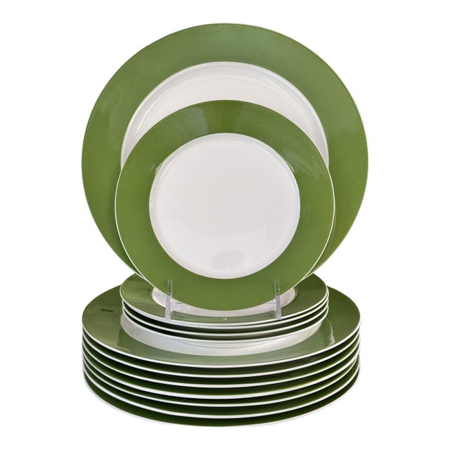 Vera Neumann Papillon Dreams Stripe Up the Bands Plates - 13 Pieces For Sale